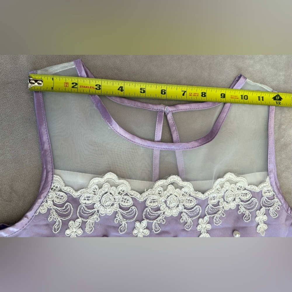 Girls Size 12 Purple Tulle Lace Dress Graduation Party Flower Wedding Sleeveless - Picture 4 of 13